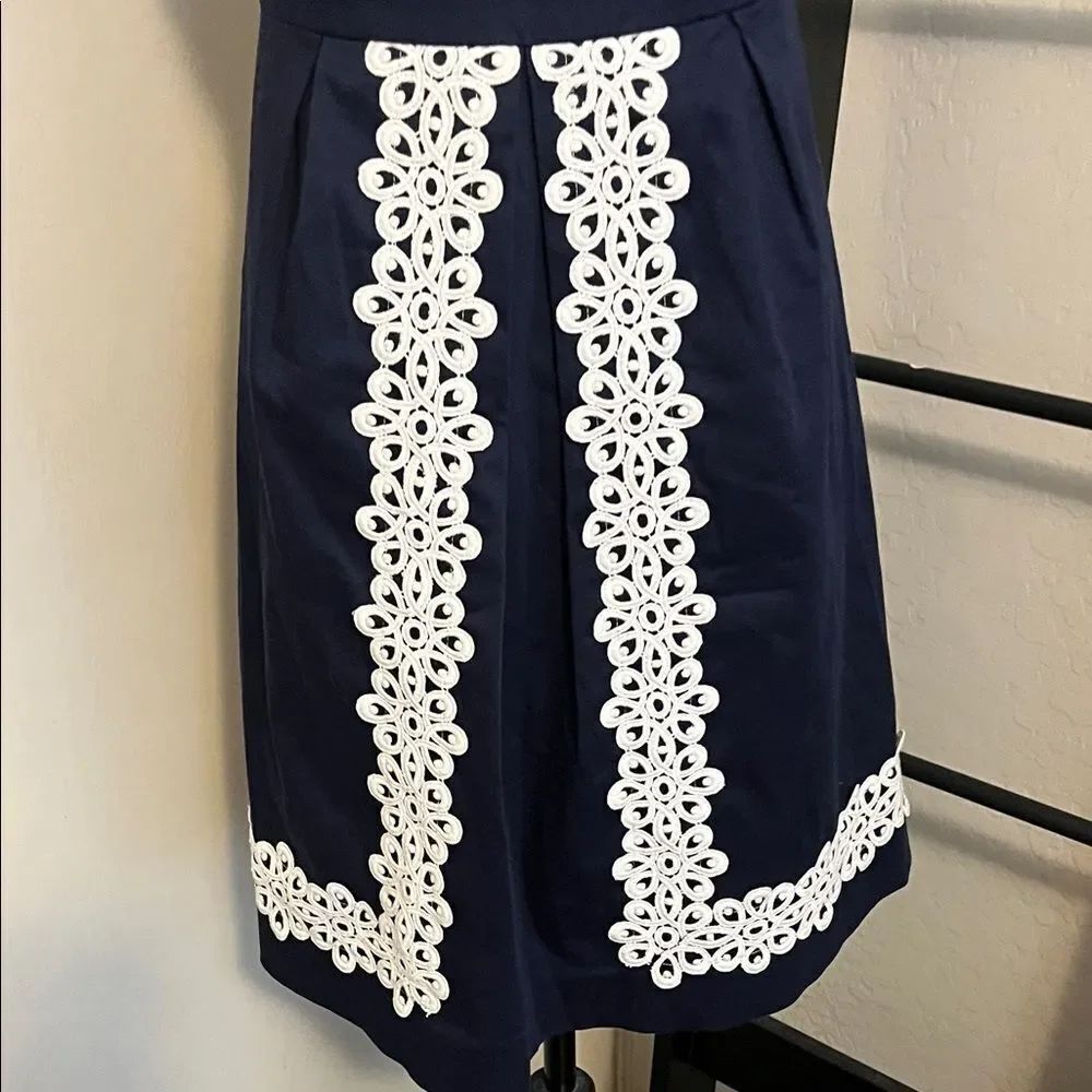 Lily Pulitzer Blue White Embroidered Strapless Classic Modern Dress Preppy - Picture 5 of 13